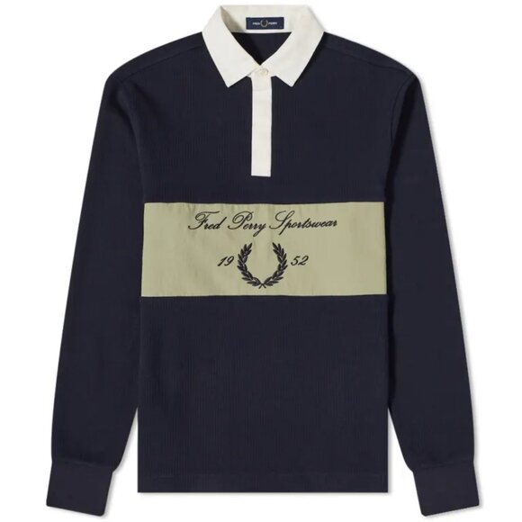 Fred Perry Embroidered Panel Rugby Polo Shirt ASO True Beauty Lee Su-Ho - Picture 4 of 12